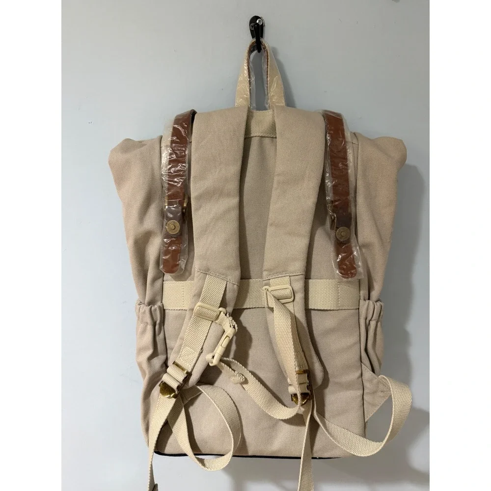 WGU Western Governors University Roll Top Canvas Backpack Laptop Sleeve Navy Tan